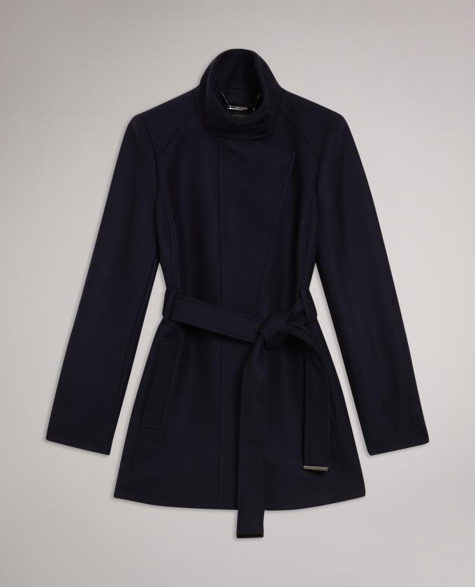 Manteau Ted Baker Funnel Neck Wrap Bleu Marine Femme | IHO-28385916